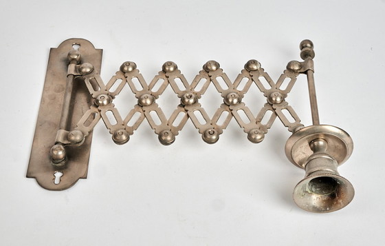 Image 1 of Antieke uitschuifbare vintage wandkaarsenhouder