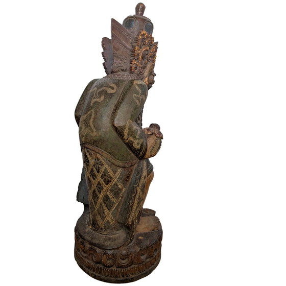 Große polychrome balinesische Holzskulptur – Mythologischer Rishi (Weiser) – ca. 1950 – Bildhauerei (photo 4 of 10)