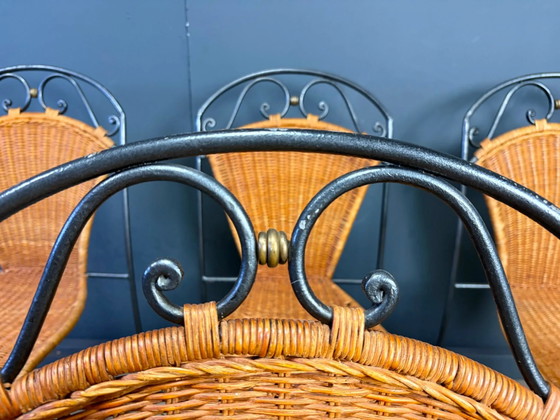 Wicker chairs by Frederick Weinberg, 1960s, set of 6 – Dining chairs, Rattan, Mid Century Modern (photo 3 of 9)