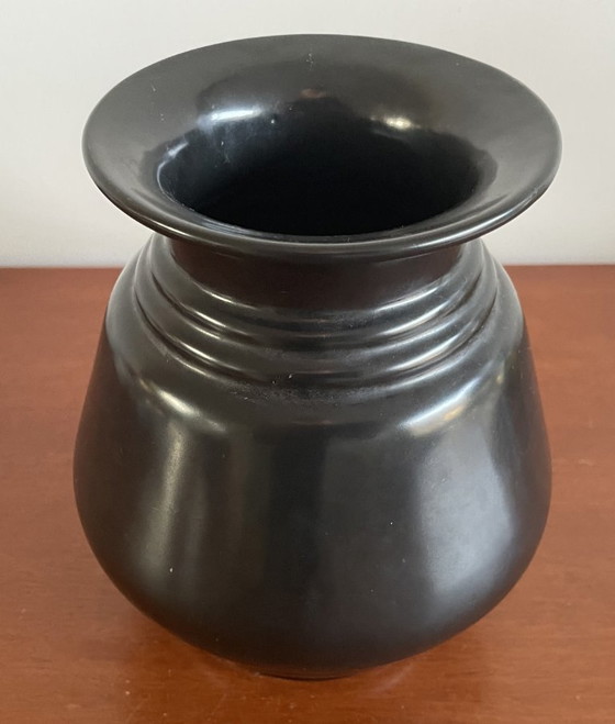 Image 1 of Black earthenware art deco vase