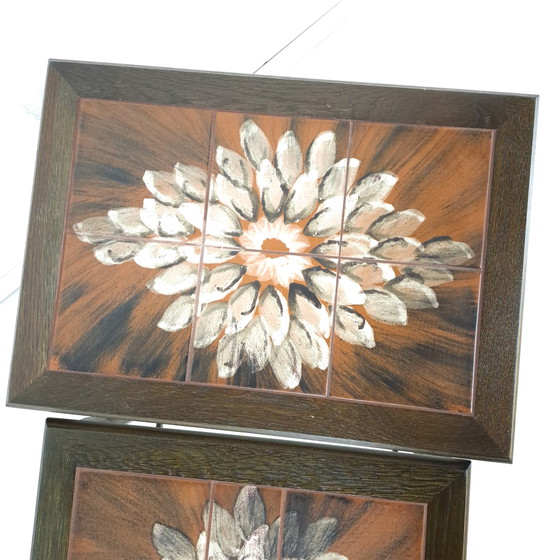 Image 1 of Vintage mimiset Deens design hout met sunburst tegel