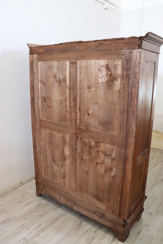 Image 1 of Antique solid poplar wood small wardrobe, Italy late 19th century