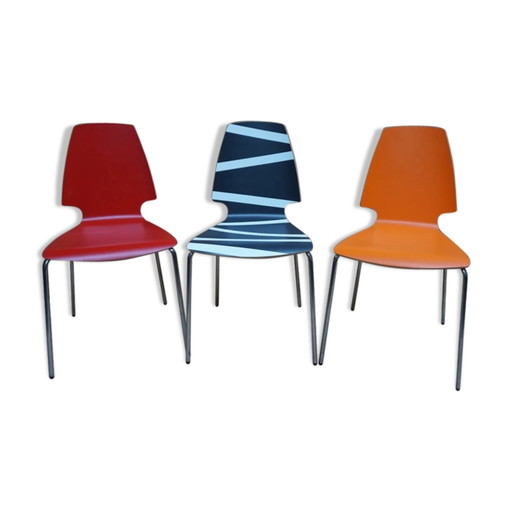 Set di tre sedie vintage – eetkamerstoelen, Wood
