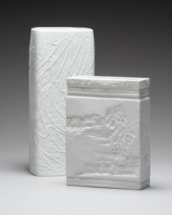 Image 1 of Martin Freyer Rosenthal Biskuitporzellan Reliefvase Duo OP ART Reliefdesign
