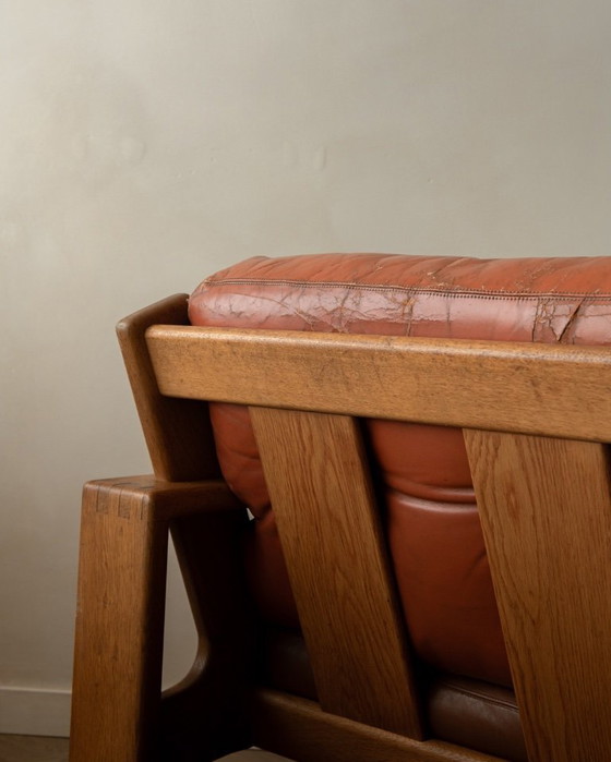 Image 1 of Poltrona lounge vintage Bonanza di Esko Pajamies per Asko, in rovere finlandese e pelle color cognac, anni '60.