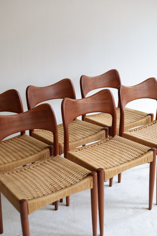 Set di 6 sedie da pranzo Arne Hovmand Olsen – eetkamerstoelen, Wood