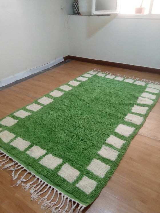 Beni Ourain stijl vloerkleed - Groen Marokkaans vloerkleed van handgeweven wol - 250 x 154 (photo 2 of 8)
