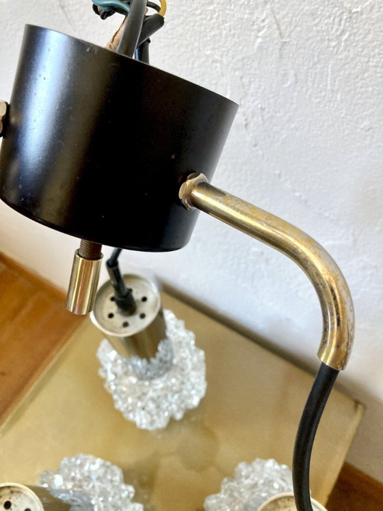 Image 1 of Lampadario a sospensione vintage a cascata a 3 luci – Vetro sfaccettato e cromo, anni '60/'70