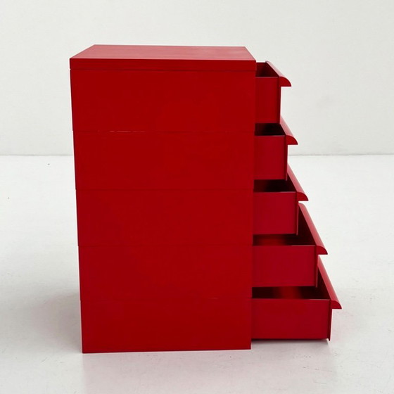 Image 1 of Cassettiera rossa a 5 cassetti modello 4601 di Simon Fussell per Kartell, anni '70