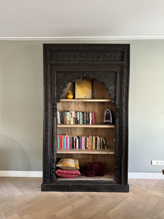 Image 1 of Hand-carved wooden cabinet from India
