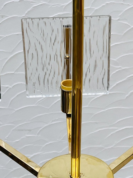 Image 1 of Vintage messing ijsglas kroonluchter