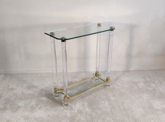 😍✨ Very Beautiful Vintage 80s Roméo Réga Console - Altuglas, Brass & Beveled Glass ✨😍 – Romeo Rega (photo 6 of 19)