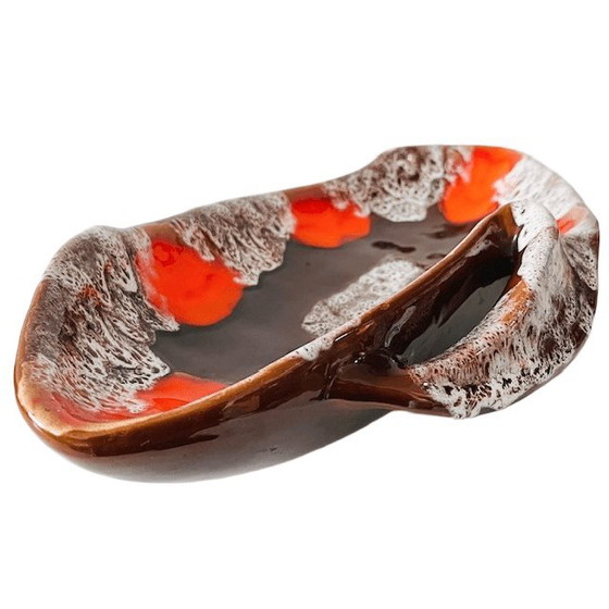Image 1 of Fruttiera vintage in ceramica Vallauris di metà secolo, arancione-marrone, anni '60