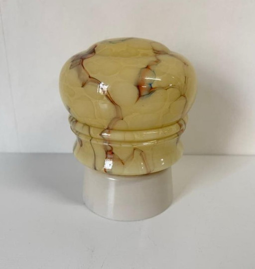 Lámpara de techo Art Déco vintage de mármol amarillo antigua Thabur