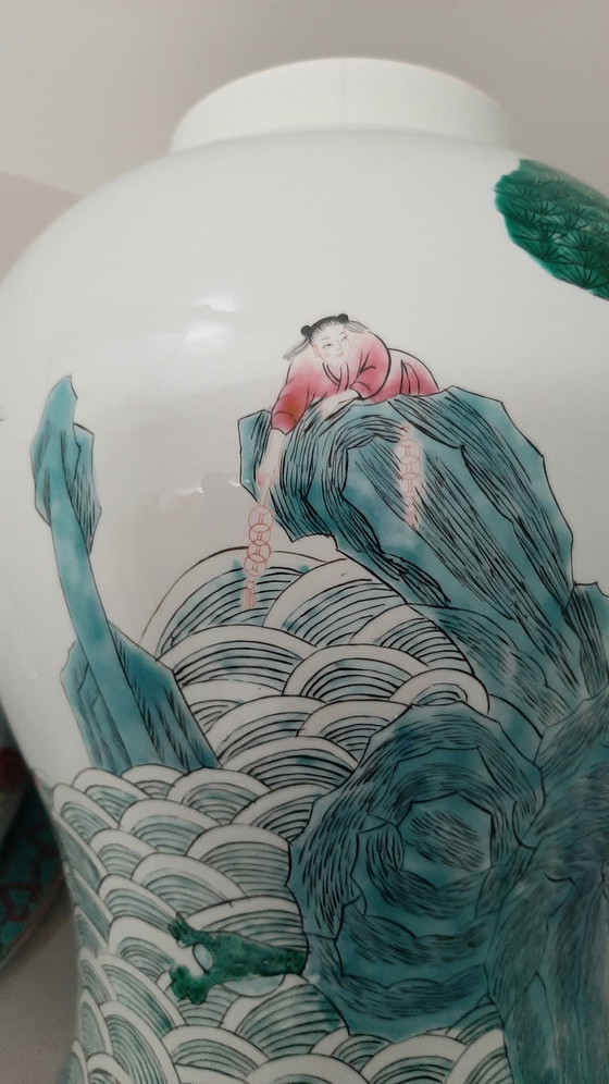 Image 1 of XL Chinese porcelain vase with lid, 1960s