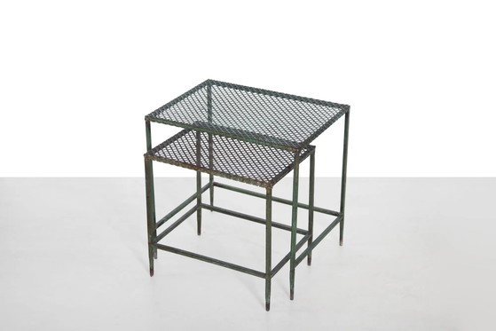 Set di due tavolini verdi Mathieu Matégot, anni '50 – Mategot, Metallo, Ottone, Mid Century Modern (photo 7 of 7)