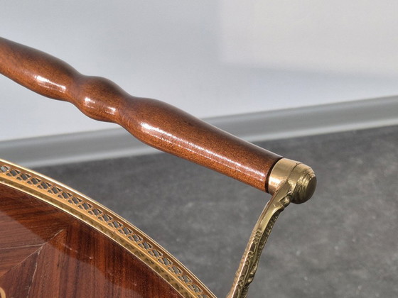 Image 1 of Serveerwagen barkar Trolley met zijkleppen, inleg van marqueterie, jaren 1970.