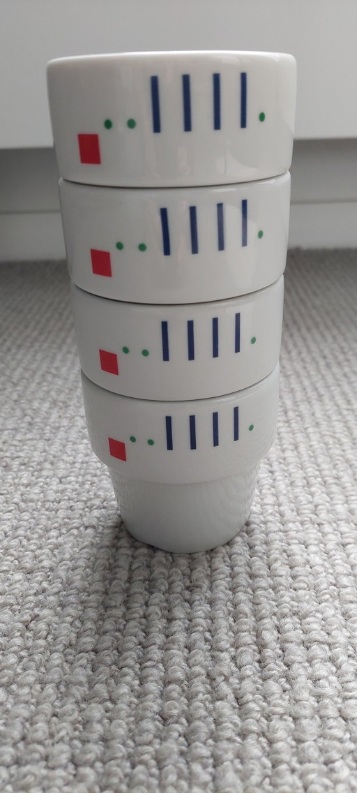 4 Mosa Maastricht Memphis-style mugs, 1980s
