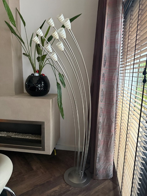 Image 1 of Lampe sur pied en métal Rob Nollet pour Quasar, composée de 10 tiges et d'un variateur.