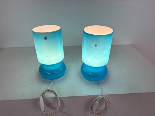 kea Lykta Blue Glass Table Lamp 1990's
