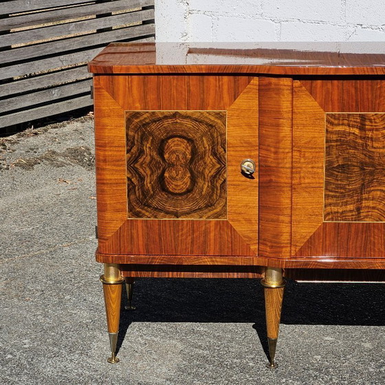 Image 1 of Frans dressoir uit het midden van de 20e eeuw - Luxe buffetkast van wortelhout - jaren 60
