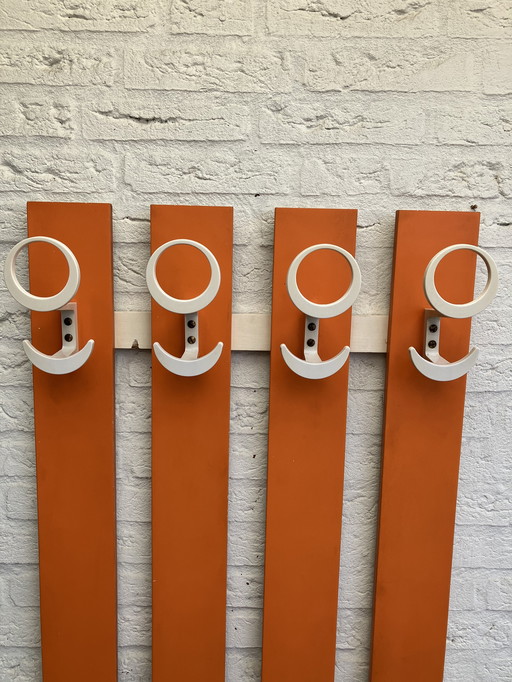 Vintage 1970s Orange Wardrobe Wall Coat Rack