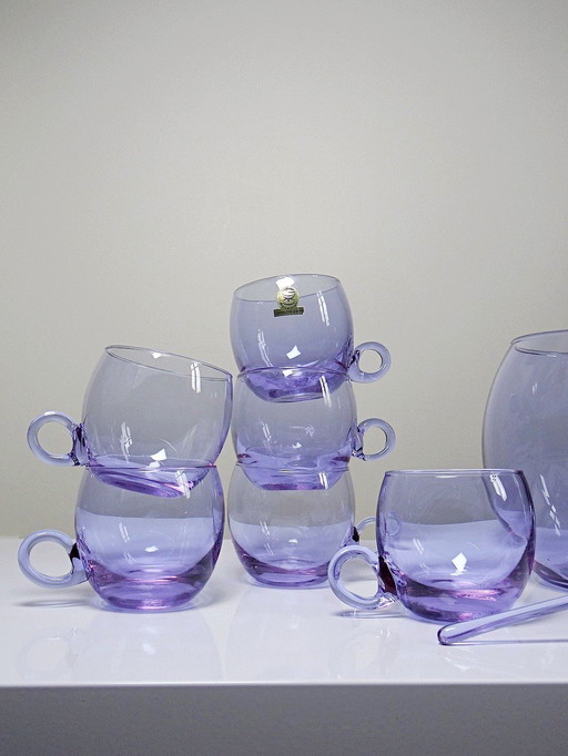 Sangria-/Punschset Vintage 70er Jahre Alexandrit "Bleikristall"
