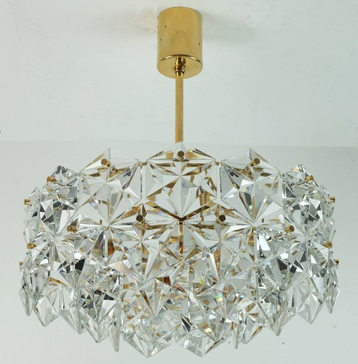 kinkeldey mid century chandelier pendant light crystal glass and gold plated metal