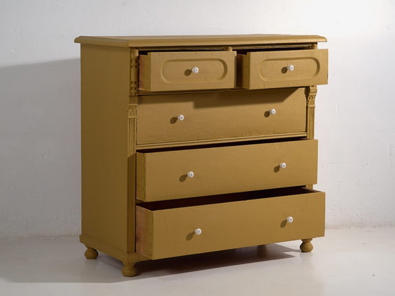 Large antique mustard chest of drawers (c.1920) #78 – Rustic (photo 25 of 40)