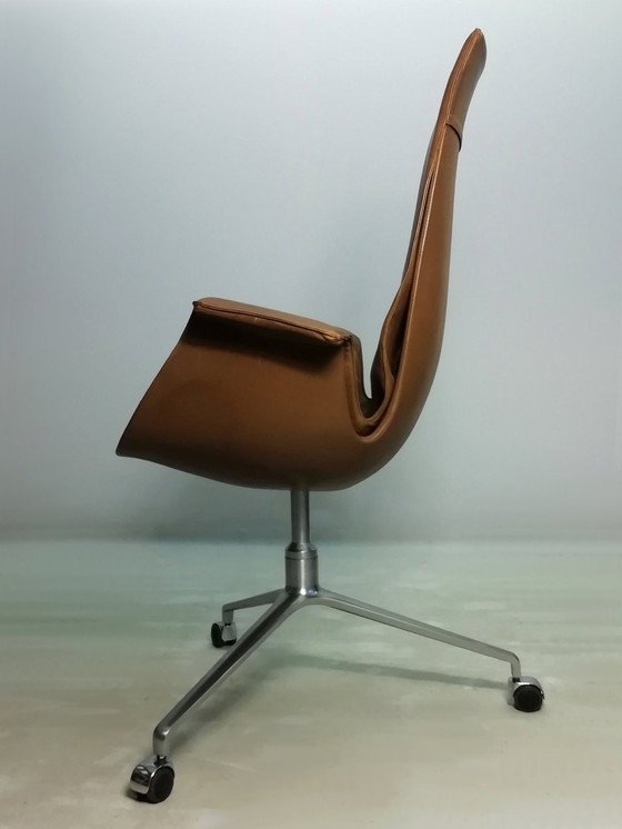 Image 1 of Sedia da ufficio in pelle Kill FK67 Icone 1967 Fabricius Kastholm Tulip a 3 gambe Knoll