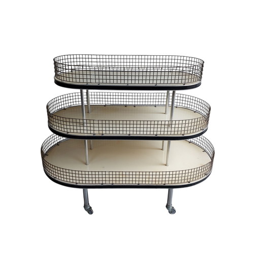 Vintage bakkersrek, winkel display, etagere 