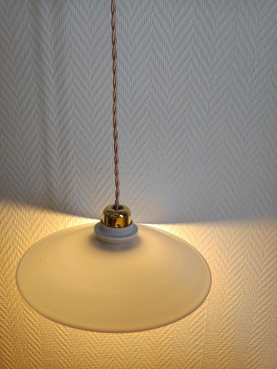 Image 1 of 2x vintage opaline pendant lights