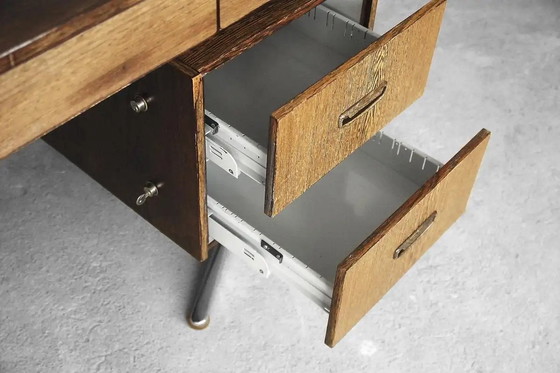 Image 1 of Großer deutscher brutalistischer Wenge-Schreibtisch