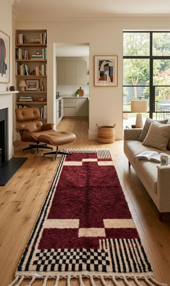 Image 1 of Set of 2 Berber Wool Rugs – Living Room & Runner 200cmx300cm/300cmx80cm 