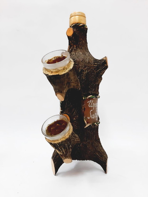 Image 1 of Set di brandy vintage con bottiglia e 4 tazze