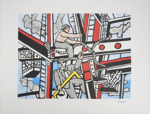 Fernand Leger : Les Constructeurs Saluant, Lithographie Signée – lithos zeefdrukken, Paper