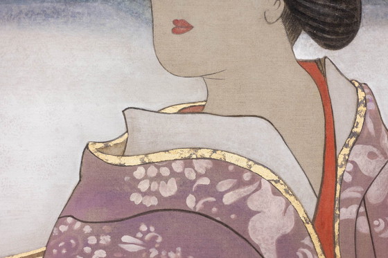 Image 1 of Toile Peinte Représentant un Personnage de Style Asiatique. Contemporain.