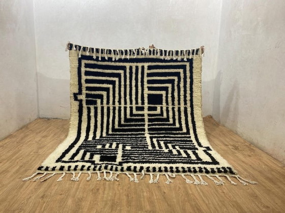 Traditioneel handgeweven Berberkleed, zwart-wit, maat 3/3 meter – Accupunto, Vloerkleden en tapijten, Wool (photo 5 of 9)
