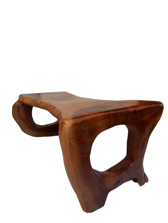Image 1 of Mesa de diseño estilo tronco de árbol: madera maciza de caoba de una sola pieza