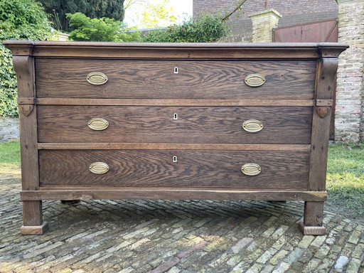 Wide Old Dutch Chest of Drawers Sideboard Dresser Dresser 154 cm