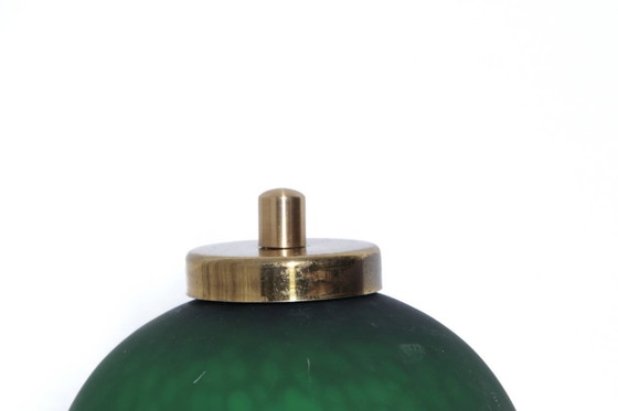 Image 1 of Table lamp with glass shade, glass beads, porcelain, 43cm, 1970s vintage