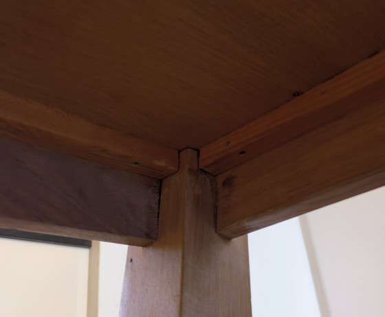 Image 1 of Table de salle à manger avec banc, modèle unique avec pieds inclinés