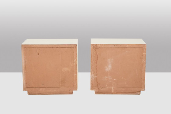 Image 1 of Luciano Frigerio. Pair of bedside tables in lacquered wood and bronze. 1970s.