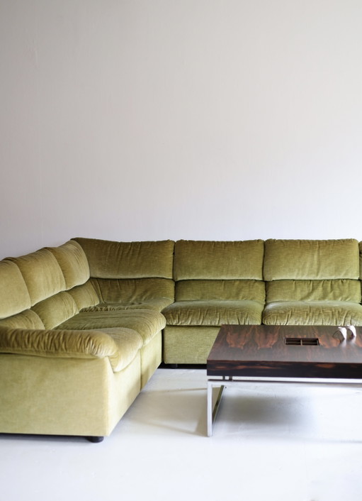 Modulares Lauser-Sofa, grüner Samt, 70er Jahre