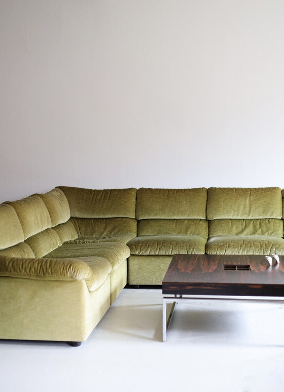 Image 1 of Modulaire Laauser bank, groen velours jaren 70