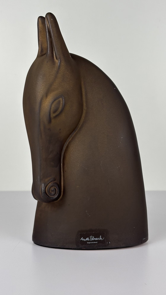 Image 1 of Vintage Ikea BRODD keramiek paardenhoofd design koper kleur