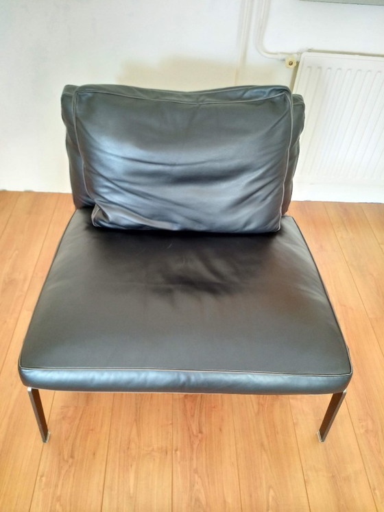 Flexform Lifesteel black leather 2-seater sofa and armchair, 2 seaters, Metal, Modern (photo 10 of 12)