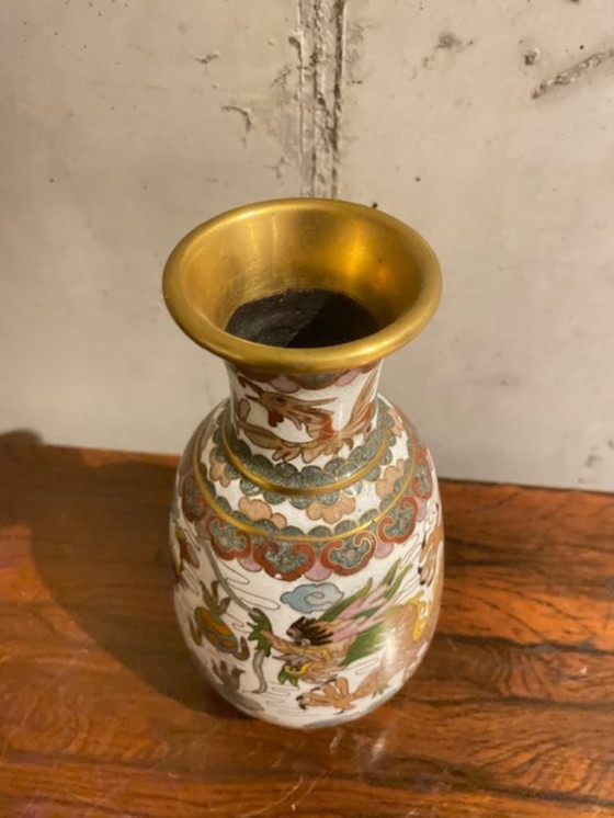 Image 1 of Vaso cinese cloisonné (smalto su ottone), XX secolo.