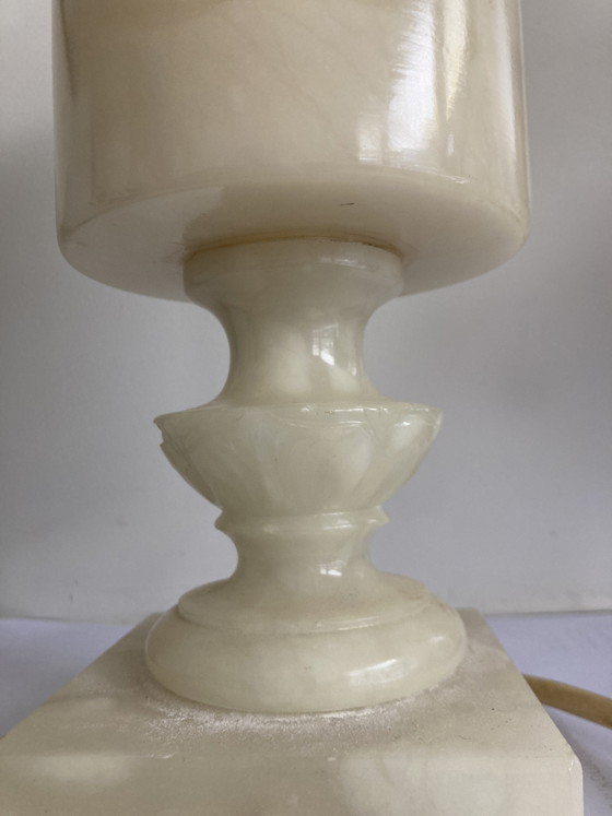 Alabaster table lamp marble vintage fixer-upper – Stone (photo 5 of 7)