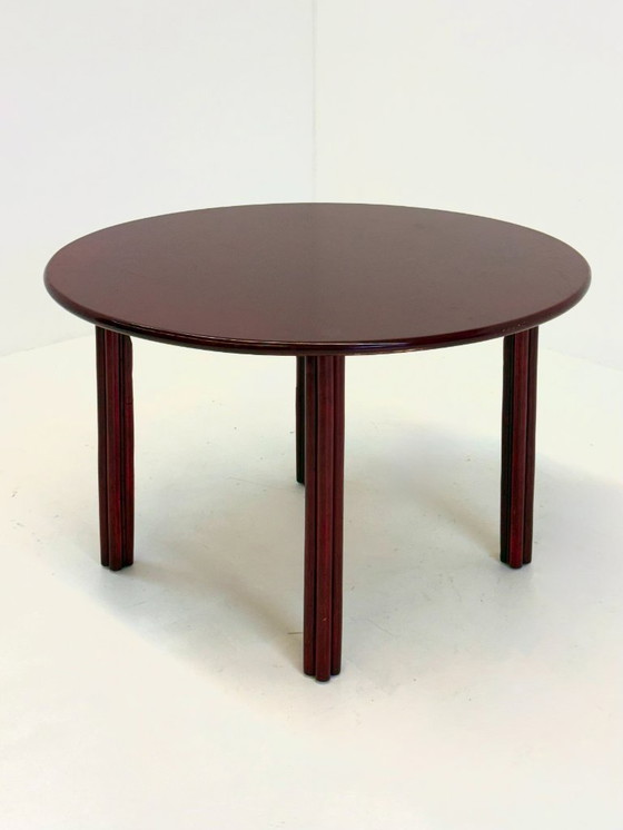 Image 1 of Table de salle à manger ronde vintage rouge bordeaux